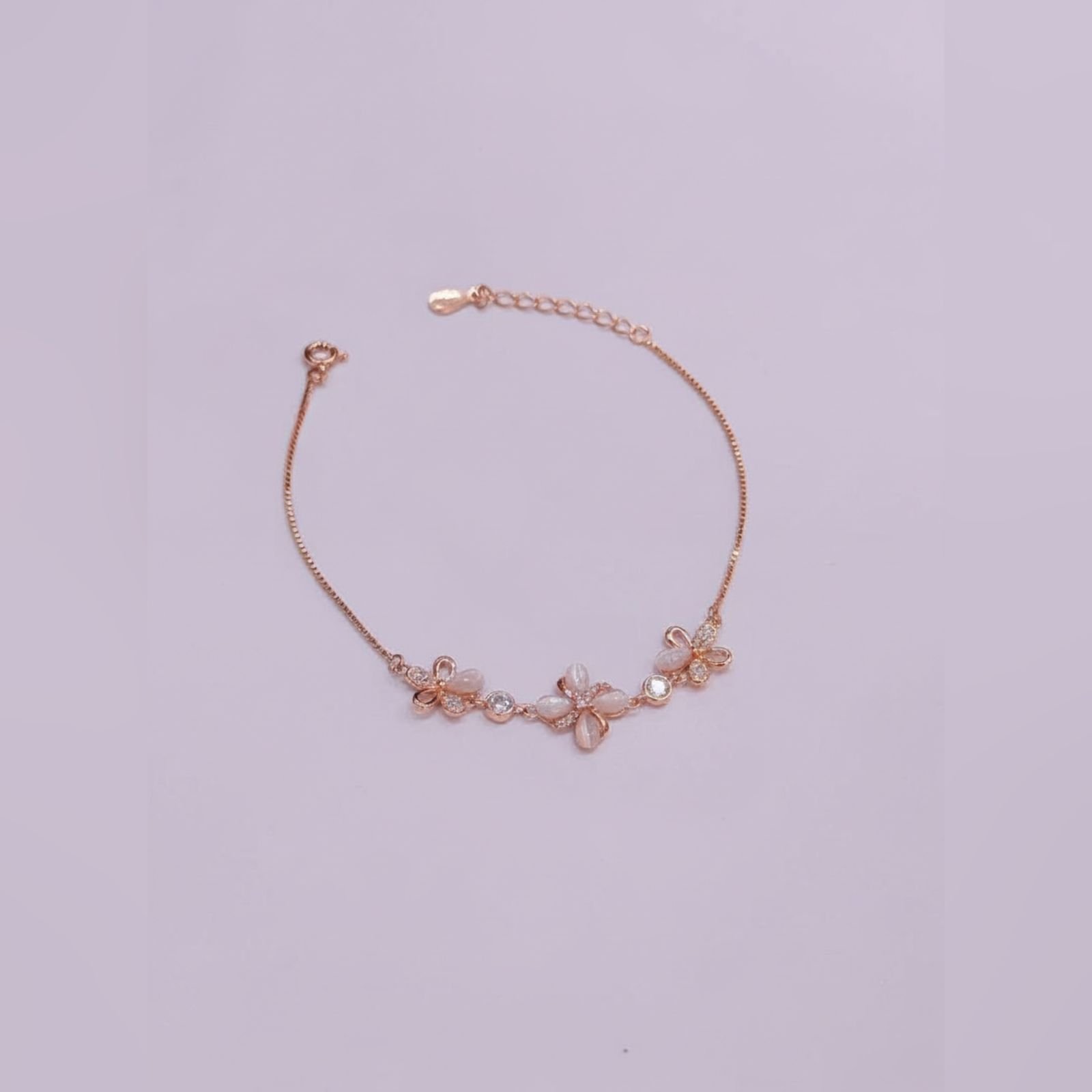 Rose Gold 925 Silver  Clover Bracelet